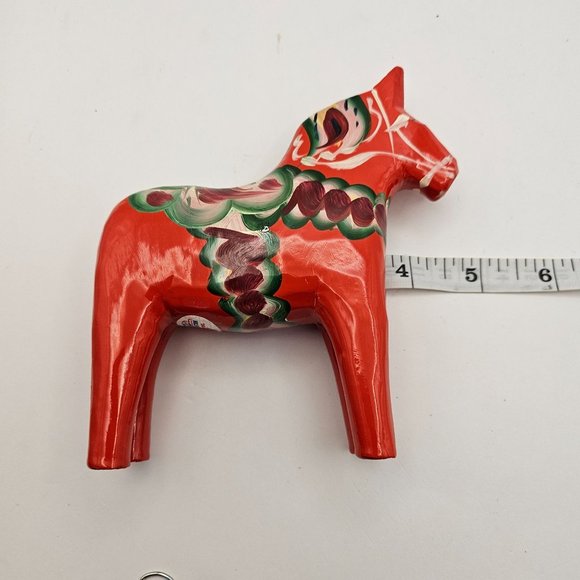 Red Swedish Dala Horse Nils Olsson 5" Tall Wooden - Picture 5 of 6